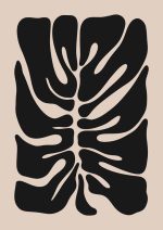 Stylized Floral Pattern - Beige & Black Theme - Minimalist Art Botanical Flower Print Wall Art Poster