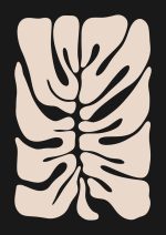 Stylized Floral Pattern - Beige & Black Theme - Minimalist Art Botanical Flower Print Wall Art Poster