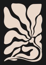 Stylized Floral Pattern - Beige & Black Theme - Minimalist Art Botanical Flower Print Wall Art Poster