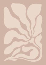 Stylized Floral Pattern - Beige & Black Theme - Minimalist Art Botanical Flower Print Wall Art Poster