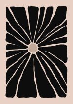 Stylized Floral Pattern - Beige & Black Theme - Minimalist Art Botanical Flower Print Wall Art Poster