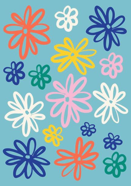 Floral Snowflake Botanical Flower Print Wall Art Poster
