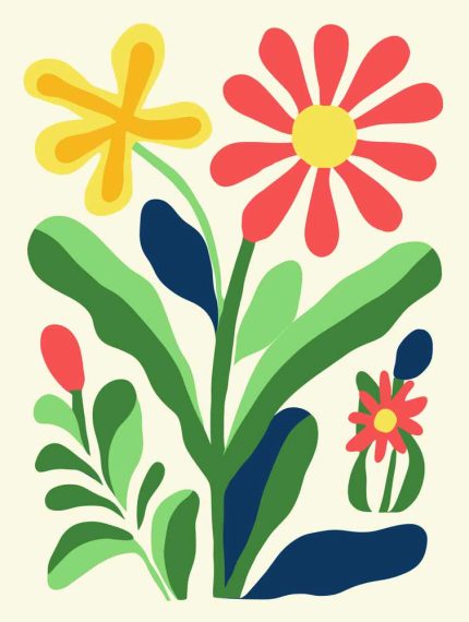 Stylized Flower Bouquet - Modern Floral Art Botanical Flower Print Wall Art Poster