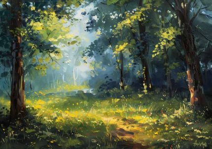 Forest Field Wall Art Metal Aluminum Print