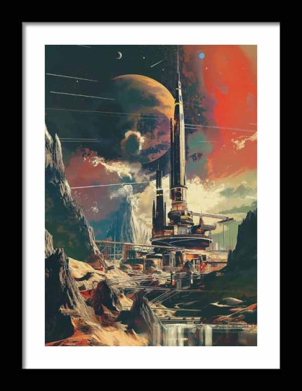 Framed Poster Futurism building Poster painting AI Poster Wall Art Framed Poster