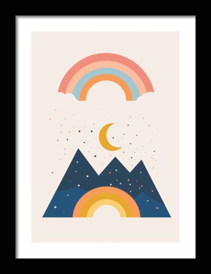 Framed Poster Geometric Minimal Art AI Poster Wall Art Framed Poster
