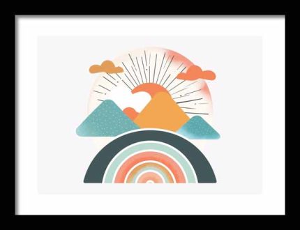 Framed Poster Geometric Minimal Art AI Poster Wall Art Framed Poster