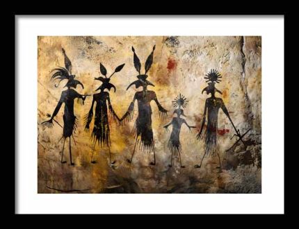 Framed Poster Native American Cave Art AI Poster Wall Art Framed Poster