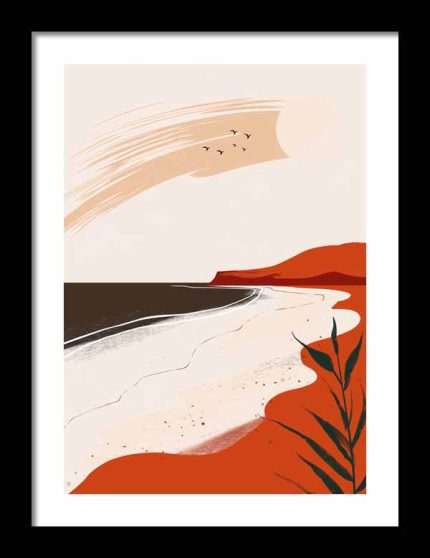 Framed Poster Simple Drawing Indian Red AI Poster Wall Art Framed Poster