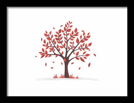 Framed Poster Simple Drawing Indian Red AI Poster Wall Art Framed Poster