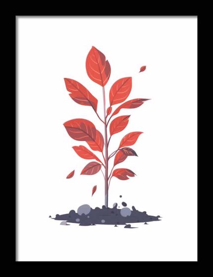 Framed Poster Simple Drawing Indian Red AI Poster Wall Art Framed Poster