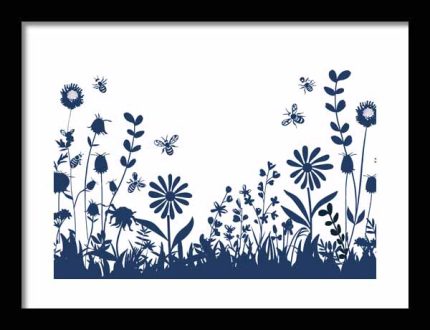 Framed Poster Simple Drawing navy blue AI Poster Wall Art Framed Poster