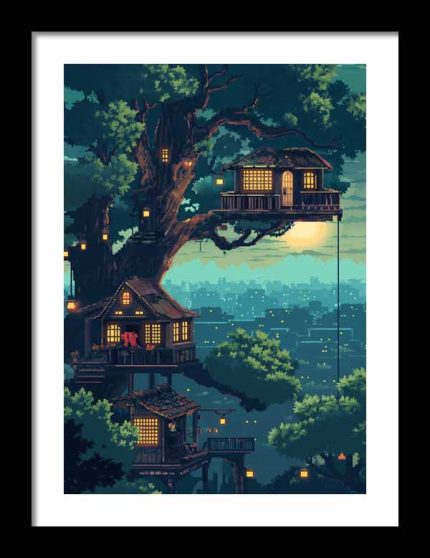 Framed Poster pixel Art AI Poster Wall Art Framed Poster