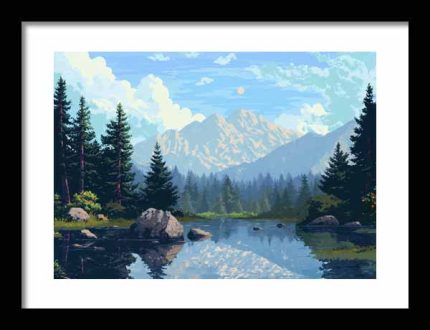 Framed Poster pixel Art AI Poster Wall Art Framed Poster
