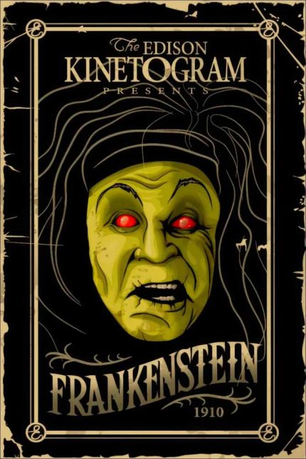 Frankenstein (1910) Edison Kinetogram Vintage Movie Poster, Silent Film, Horror, Early Cinema Wall Art Print Movie Poster