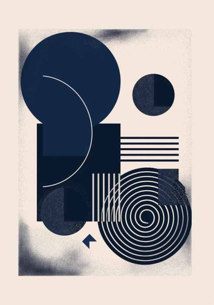 Geometric White and Blue Style Wall Art Metal Aluminum Print