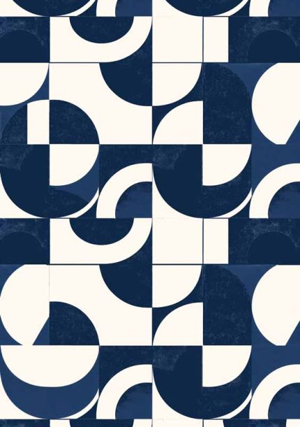 Geometric White and Blue Style Wall Art Metal Aluminum Print