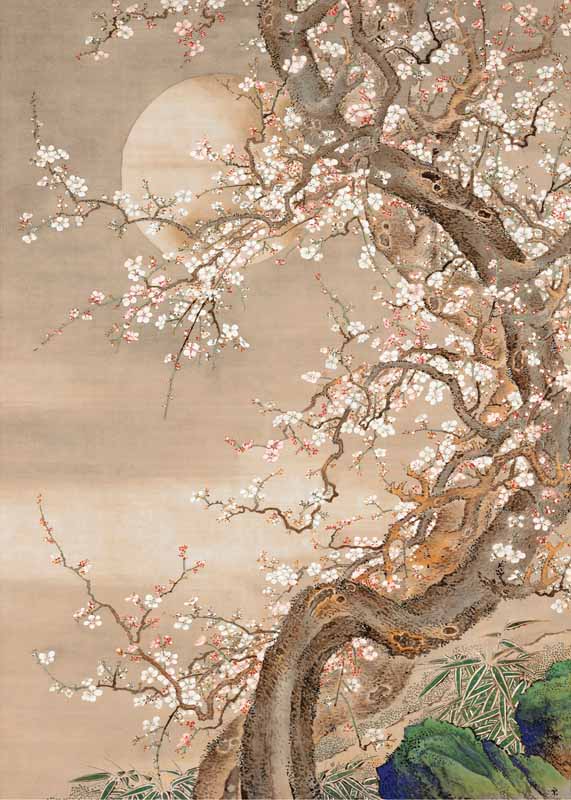 Plum Blossoms in Moonlight Traditional Japanese Wall Art