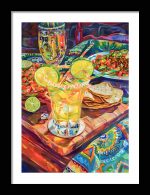 Vibrant Margarita Painting with Mexican Food Kitchen Trendy Print Wall Art Framed Poster