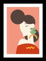 Abstract Woman Portrait with Geometric Earring - Trendy Art Kitchen Trendy Print Wall Art Framed Poster