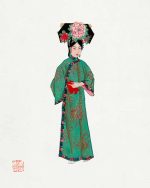 Lady in modern Manchu costume illustration Chinese Print Wall Art Poster