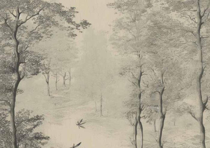 Monochrome Forest Illustration | Black and White Nature Art Print Neutral Theme Vintage Posters Wall Art Poster - Image 1