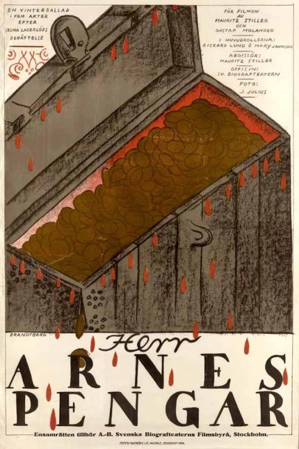 Sir Arne's Treasure (Herr Arnes Pengar) Vintage Movie Poster, 1919, Mauritz Stiller, Selma Lagerlöf, Swedish Silent Film, Historical Drama Wall Art Print Movie Poster