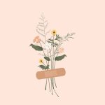 Floral Bandage Art Print, Healing Flowers, Botanical Illustration, Pastel Colors, Whimsical Art Wall Art Poster