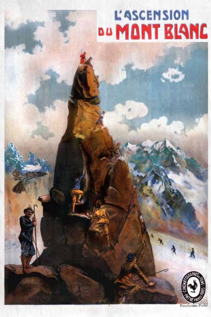 L'Ascension du Mont Blanc Vintage Movie Poster, Early Cinema, Mountain Climbing Film