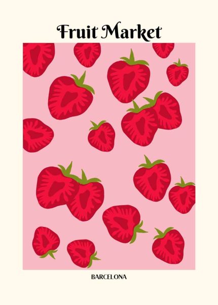 Strawberry Food Trendy Colorful Print Wall Art Poster