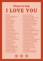 Ways to Say I Love You Poster - Romantic Quotes & Expressions Poster Wall Art Aluminum Print