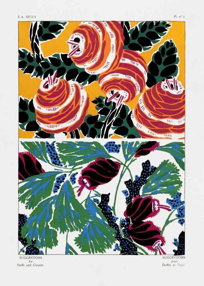 E.A. Séguy Art Nouveau Pochoir Print - Textile & Carpet Design Poster Wall Art Aluminum Print - Image 1