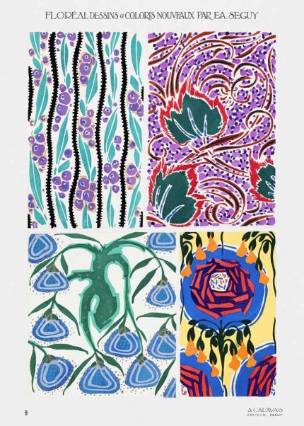 E.A. Séguy Floréal Art Deco Pochoir Plate - Floral Pattern Design Poster Wall Art Aluminum Print