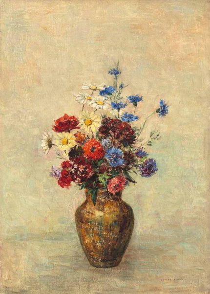 Wildflower Bouquet in Vase - Classic Floral Still Life Painting Poster Wall Art Aluminum Print
