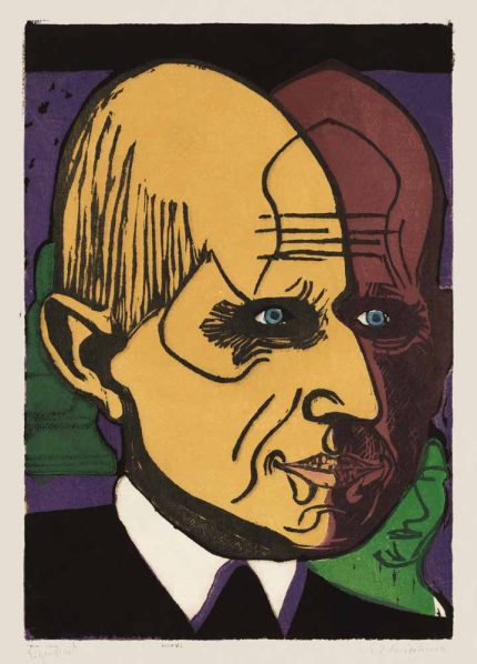 Head of a Man (Bildnis eines Mannes) by Erich Heckel - Expressionist Print Poster Wall Art Aluminum Print
