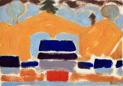 Landscape with Houses by Arthur Dove - Abstract Landscape Painting Poster Wall Art Aluminum Print