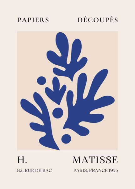 Matisse Papiers Découpés - Blue Abstract Floral - 1955 Poster Poster Wall Art