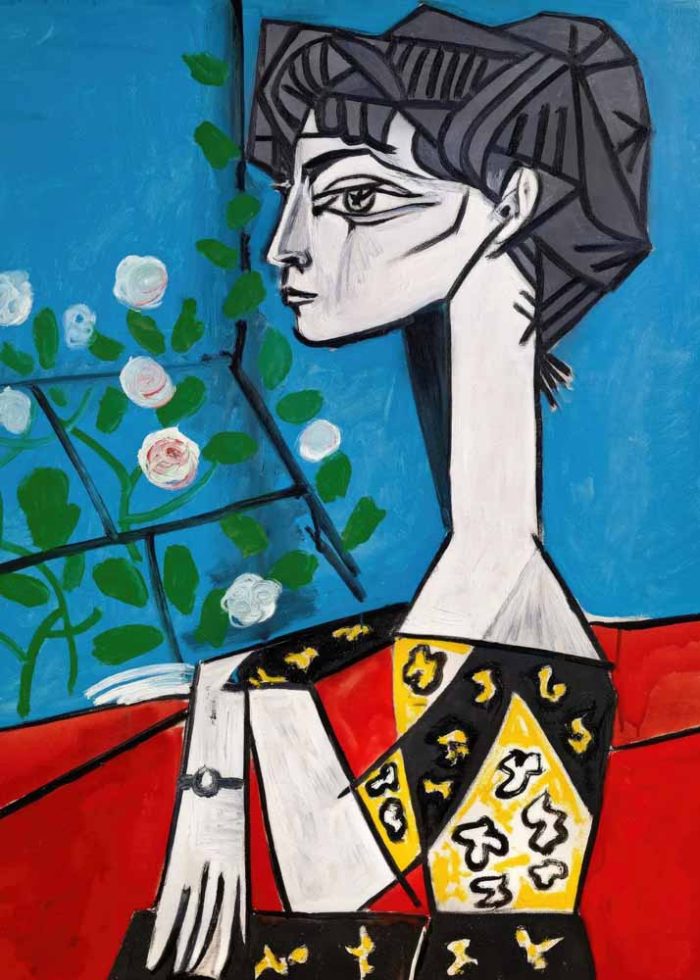 Portrait of Jacqueline Roque by Picasso - Stylized Profile Portrait Poster Wall Art