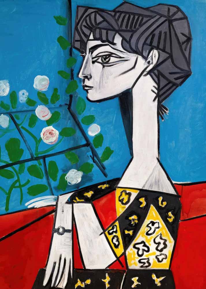 Portrait of Jacqueline Roque by Picasso - Stylized Profile Portrait Poster Wall Art