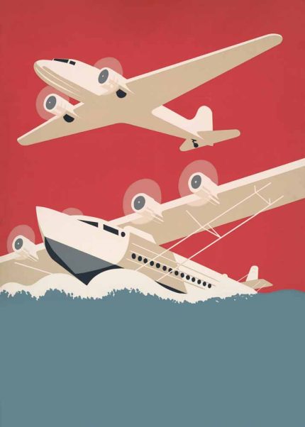 West with the Night Book Cover Art - Vintage Aviation Illustration Poster Wall Art