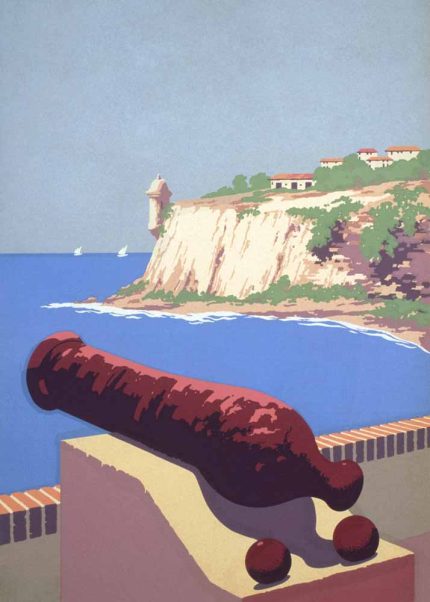 Title: Coastal Fortress Cannon Art Print, Historical Seascape Poster Poster Wall Art