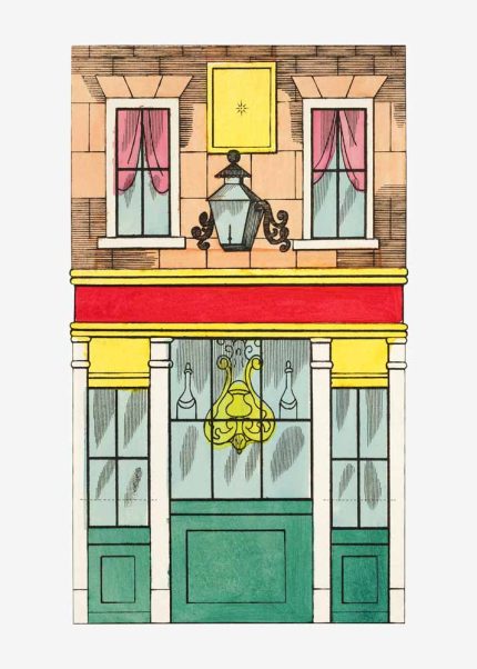 Vintage Shop Front Illustration Art Print, London Shop, Victorian Architecture, Historic Building, Architectural Print Poster Wall Art Aluminum Print