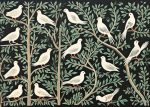 Doves in Tree Art Print, Bird Pattern, Nature Illustration, William Morris Style, Arts and Crafts Movement Poster Wall Art