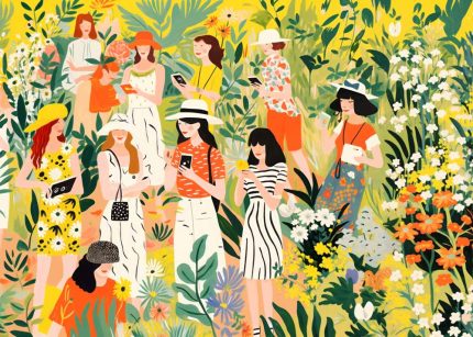 New York Fashion People Drawing Nature Art Print, Urban Nature, Botanical Illustration, Fashion Illustration, Modern Lifestyle, Colorful Art Poster Wall Art Aluminum Print