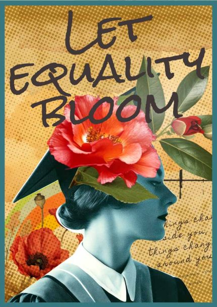 Let Equality Bloom Poster, Feminist Art, Women's Rights, Social Justice, Floral Portrait, Inspirational Art Poster Wall Art Aluminum Print