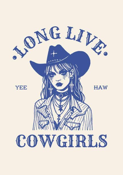 Long Live Cowgirl Trendy Colorful Poster Wall Art Aluminum Print
