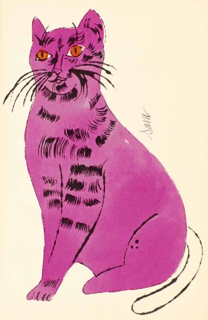 Vintage Cat Art Print, Retro Pink Cat Poster, Mid-Century Modern Cat Illustration Poster Wall Art
