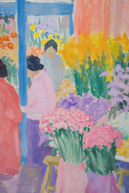 Flower Market Painting Art Print, Impressionist Style, Floral Scene, Colorful Market, Cityscape, Fine Art Wall Art