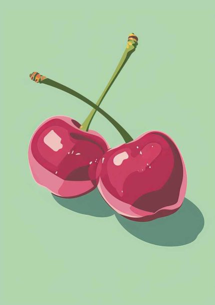 Cherries  Trendy Colorful Poster Wall Art