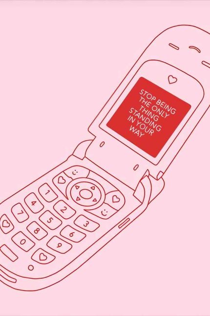 Flip Phone Motivational Art Print, Self-Help Poster, Retro Phone Inspiration Poster Wall Art